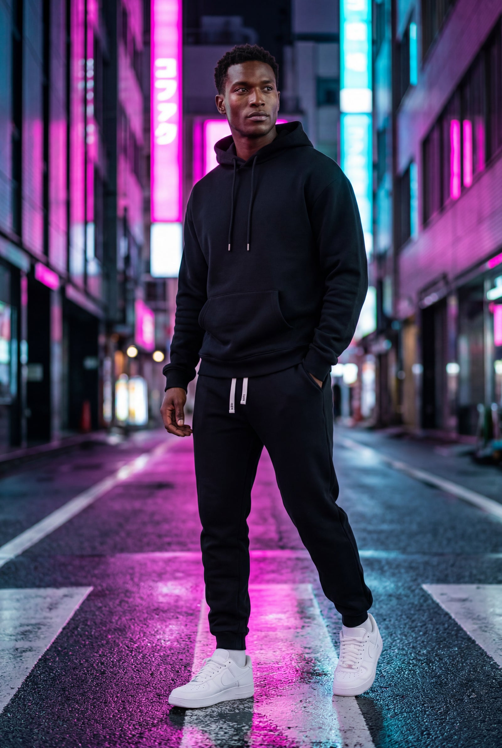 Black Men's Relaxed Pullover Hoodie and Jogger Set - Hoodie jogger set - Photo 13