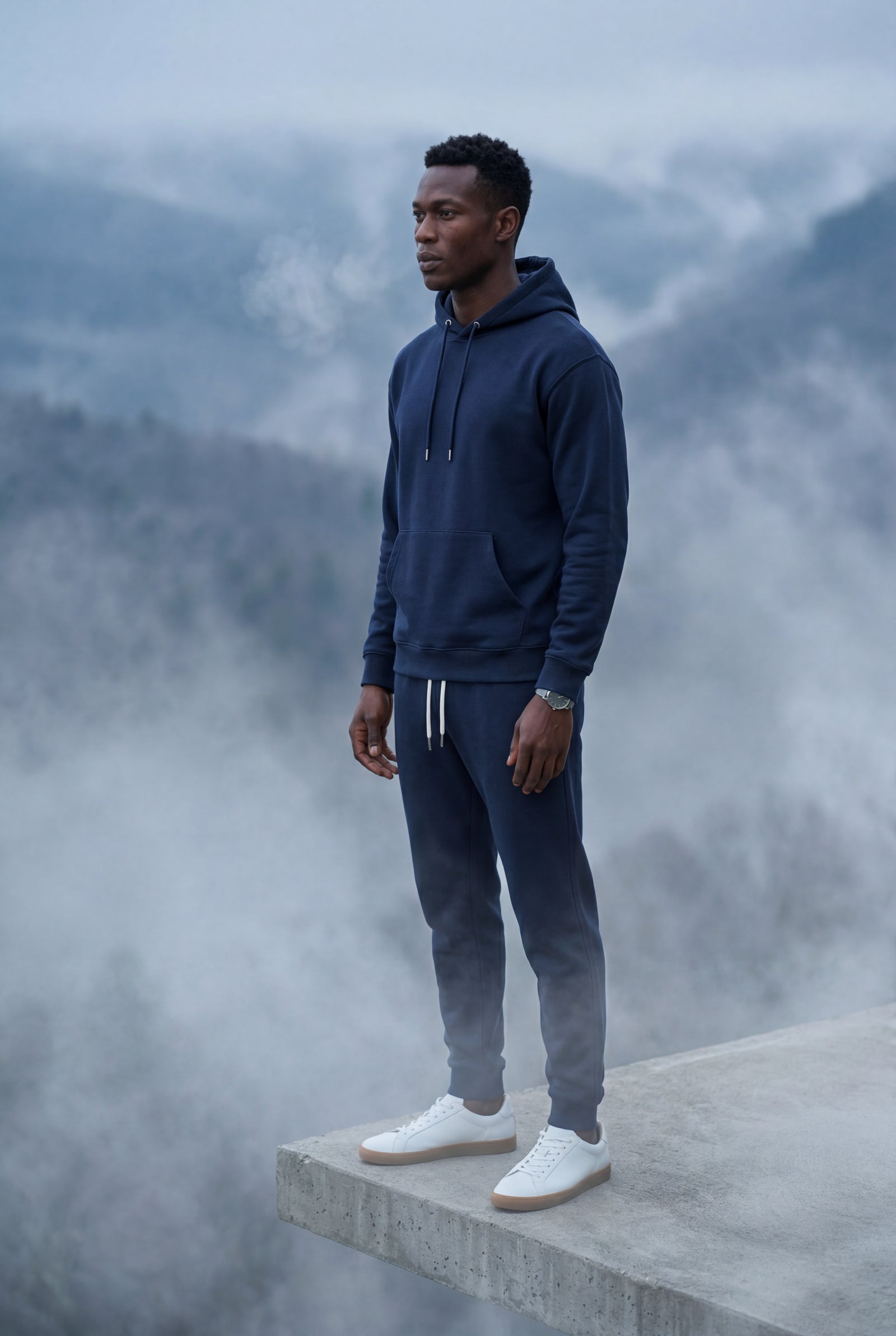 Navy Blue Men's Relaxed Pullover Hoodie and Jogger Set - Hoodie jogger set - Photo 19