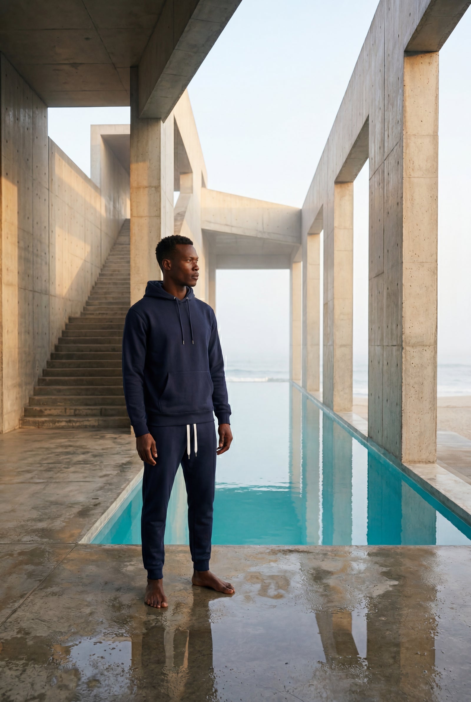 Navy Blue Men's Relaxed Pullover Hoodie and Jogger Set - Hoodie jogger set - Photo 22