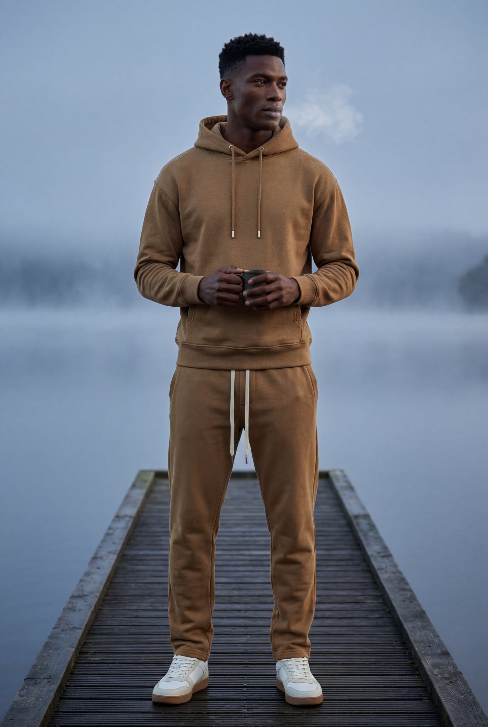 Khaki Men's Relaxed Pullover Hoodie and Jogger Set - Hoodie jogger set - Photo 8