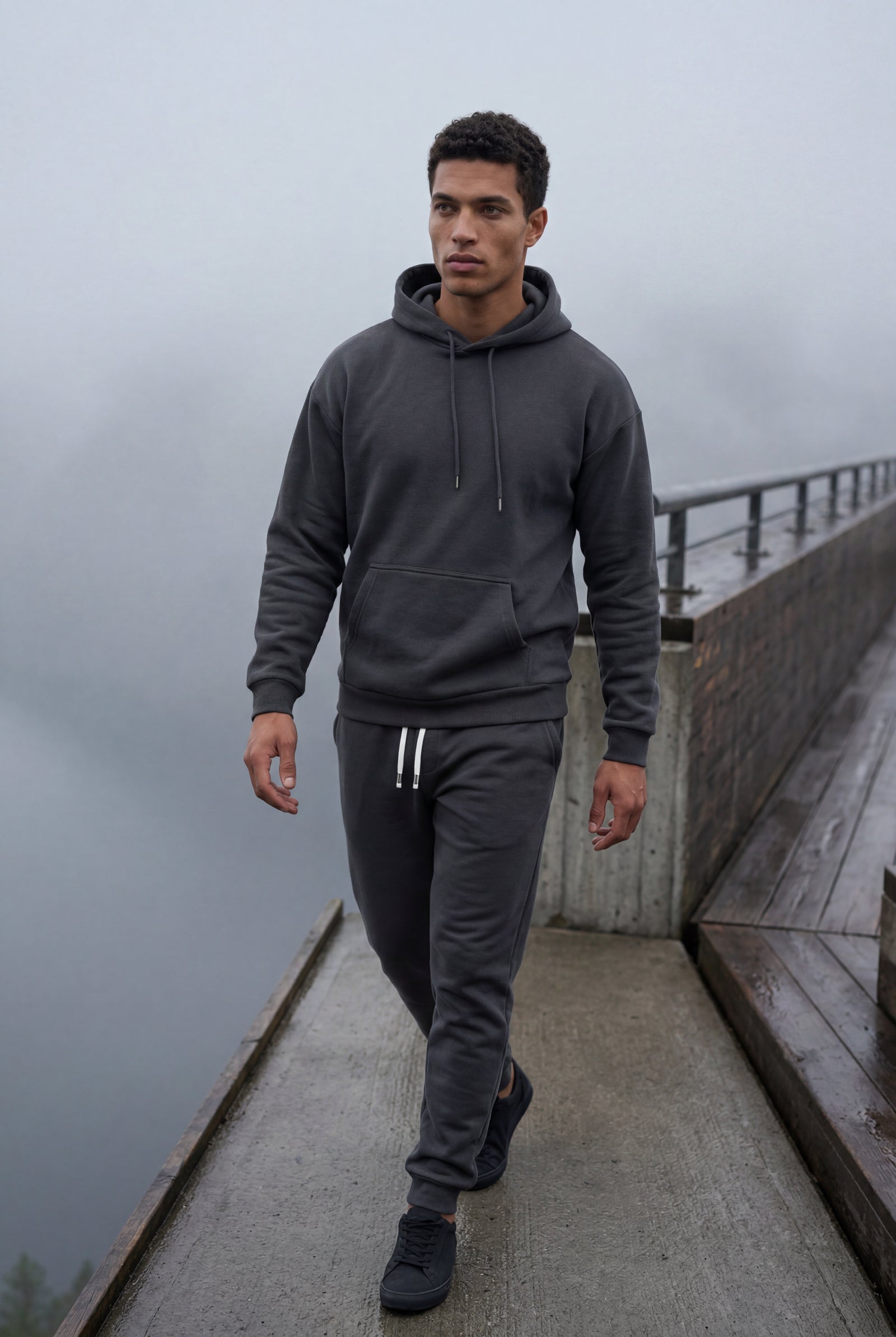 Dark Gray Men's Relaxed Pullover Hoodie and Jogger Set - Hoodie jogger set - Photo 9