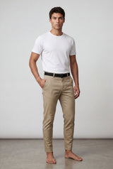 Khaki Men's Slim-Fit Water-Repellent Chino Trousers - Waterproof casual pants - Photo 1