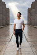 Navy Blue Men's Slim-Fit Water-Repellent Chino Trousers - Waterproof casual pants - Photo 14