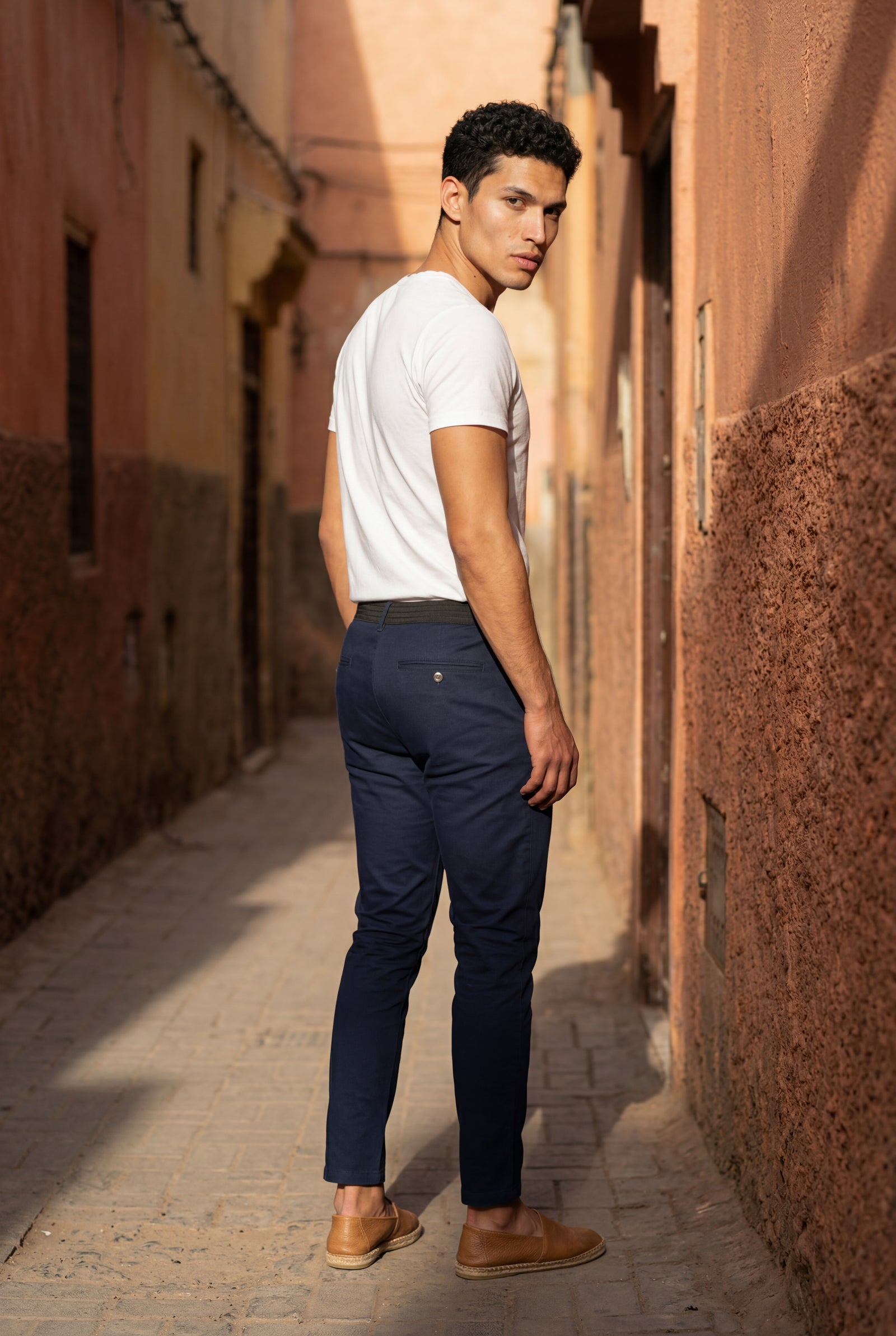 Navy Blue Men's Slim-Fit Water-Repellent Chino Trousers - Waterproof casual pants - Photo 8