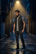 Black Multi-pocket Stand Collar Utility Vest - Vests - Photo 9