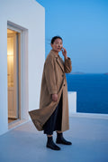 Khaki Notched Lapel Full-length Tailored Coat - Photo 8