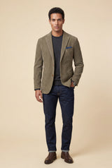 Khaki Olive Green Tailored Single-breasted Blazer - Cotton blazers - Photo 1