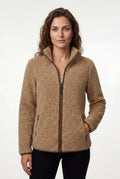 Khaki Plush Zip-up Jacket with Stand Collar - Fleece jacket - Photo 6