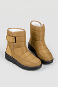 Quilted Ankle Snow Boots in Khaki — studio front