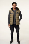 Khaki Quilted Hooded Puffer Vest with Zip Pockets - Hooded vests - Photo 9