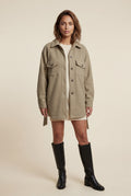Khaki Relaxed Button-front Utility Jacket with Flap Pockets - Button jacket - Photo 1