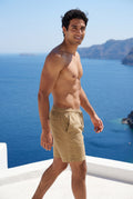 Khaki Relaxed Fit Drawstring Above Knee Shorts - Relaxed fit shorts - Photo 4