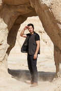 Black Relaxed Fit Utility Vest with Functional Pockets - Cotton vests - Photo 12