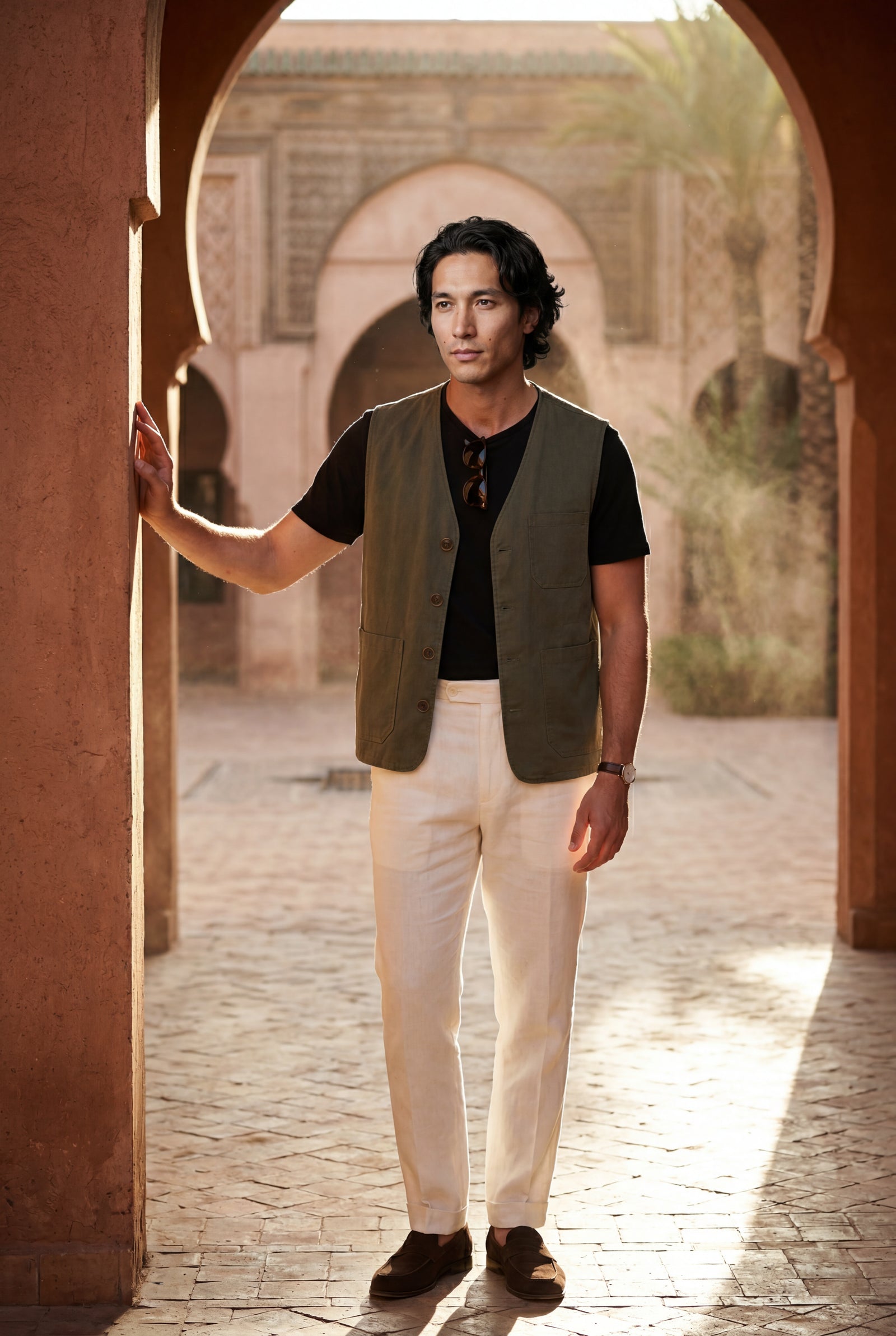 Olive Relaxed Fit Utility Vest with Functional Pockets - Cotton vests - Photo 13