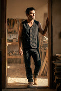 Black Relaxed Fit Utility Vest with Functional Pockets - Cotton vests - Photo 9