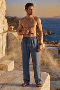 Navy Blue Relaxed Straight-leg Drawstring Trousers - Relaxed fit trousers - Photo 15