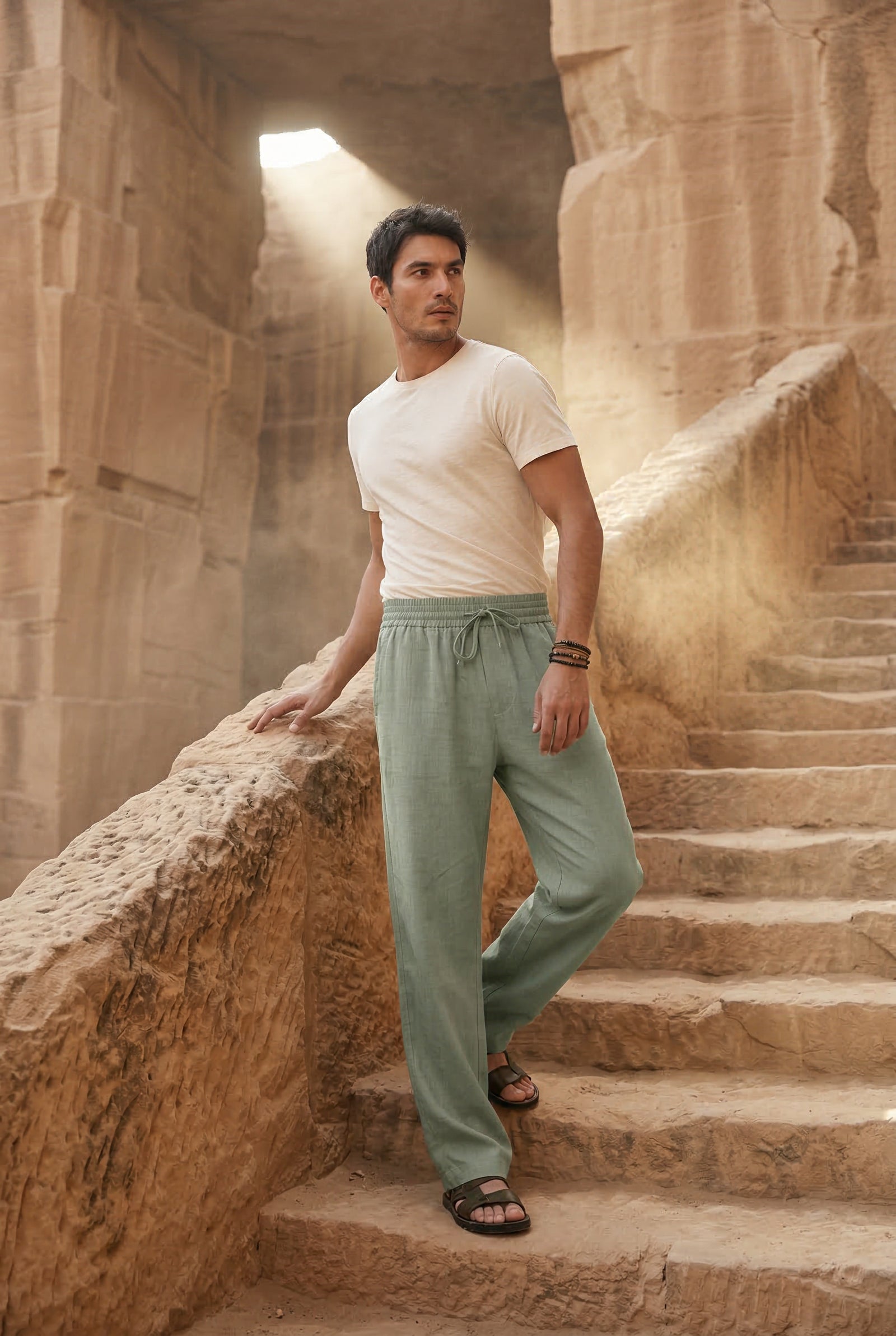 Olive Relaxed Straight-leg Drawstring Trousers - Relaxed fit trousers - Photo 18