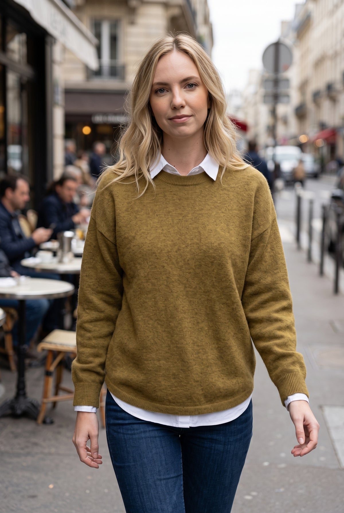 Soft Knit Sweater Sweater in Khaki — lifestyle
