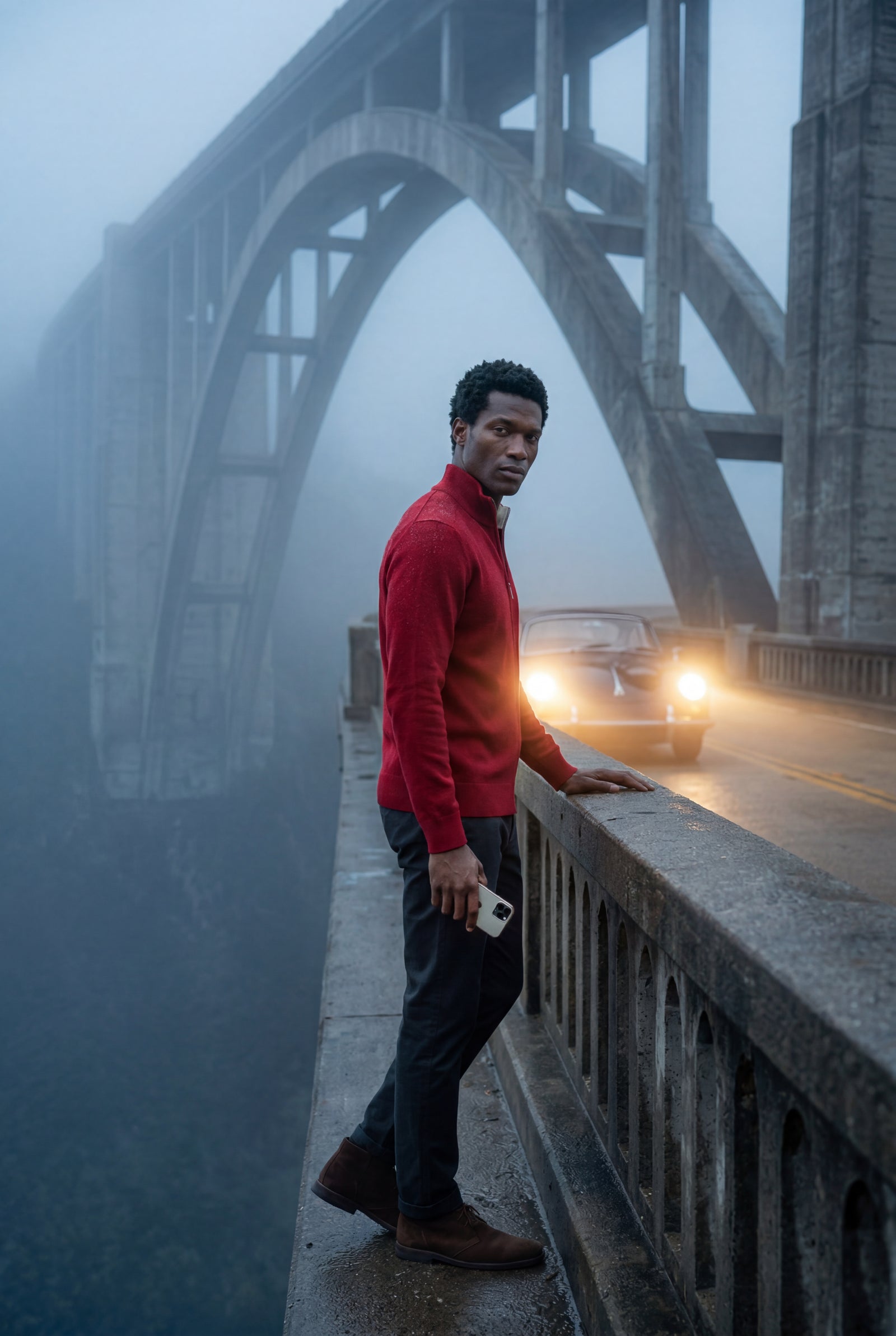 Red Textured Stand Collar Full Zip Knitted Cardigan - Photo 25