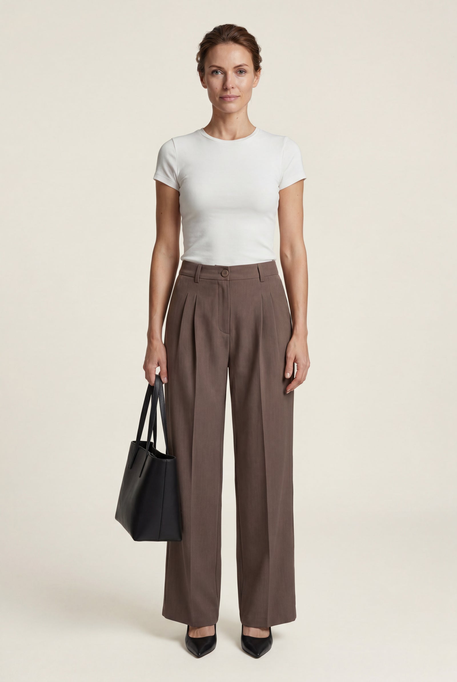 Khaki Wide Leg Office Trousers - Wide leg trousers - Photo 9