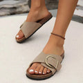 Wide-strap Slide Sandals with Oversized Buckle Detail - Flat sandals - Photo 5