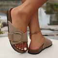 Wide-strap Slide Sandals with Oversized Buckle Detail - Flat sandals - Photo 6