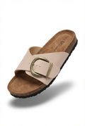 Wide-strap Slide Sandals with Oversized Buckle Detail - Flat sandals - Photo 8