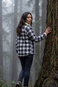 Black Women's -Lined Plaid Relaxed Shirt Jacket - Shirt jackets - Photo 10