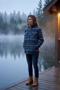 Navy Blue Women's -Lined Plaid Relaxed Shirt Jacket - Shirt jackets - Photo 12