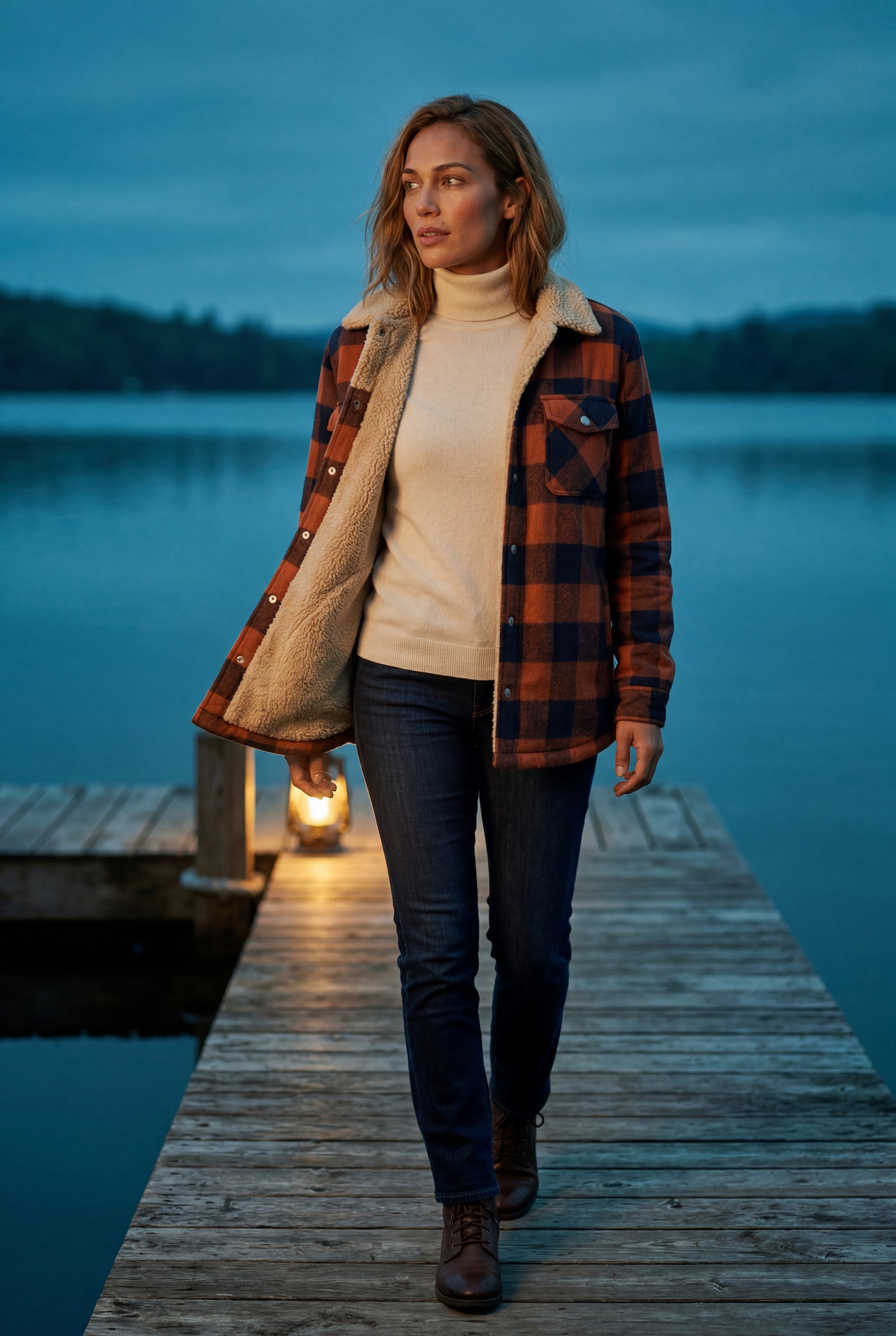 Orange Women's -Lined Plaid Relaxed Shirt Jacket - Shirt jackets - Photo 13