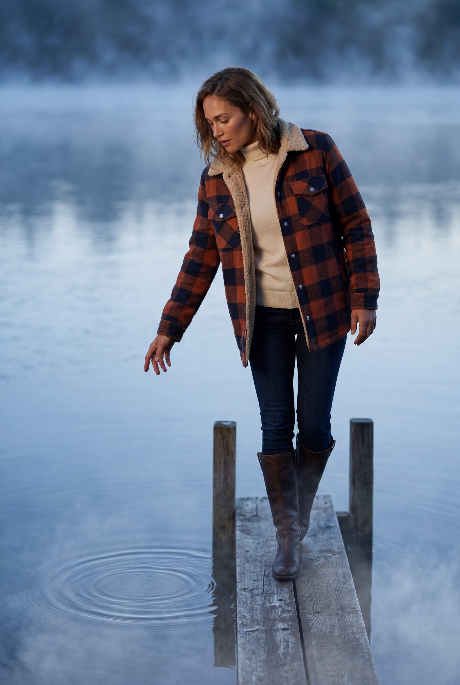 Orange Women's -Lined Plaid Relaxed Shirt Jacket - Shirt jackets - Photo 19