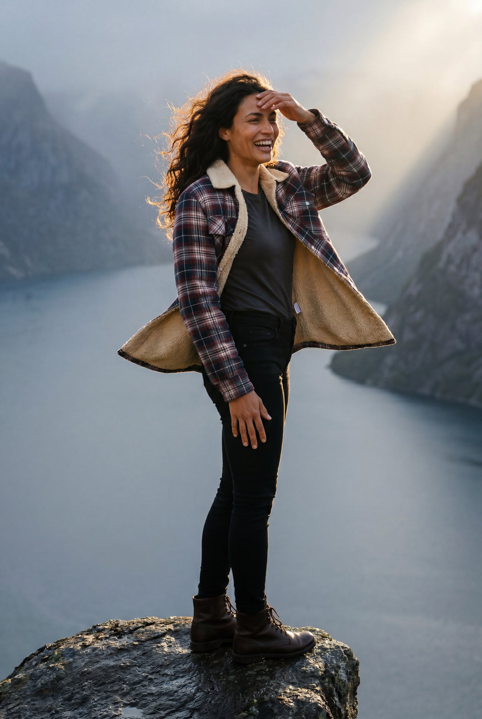 Red Women's -Lined Plaid Relaxed Shirt Jacket - Shirt jackets - Photo 30