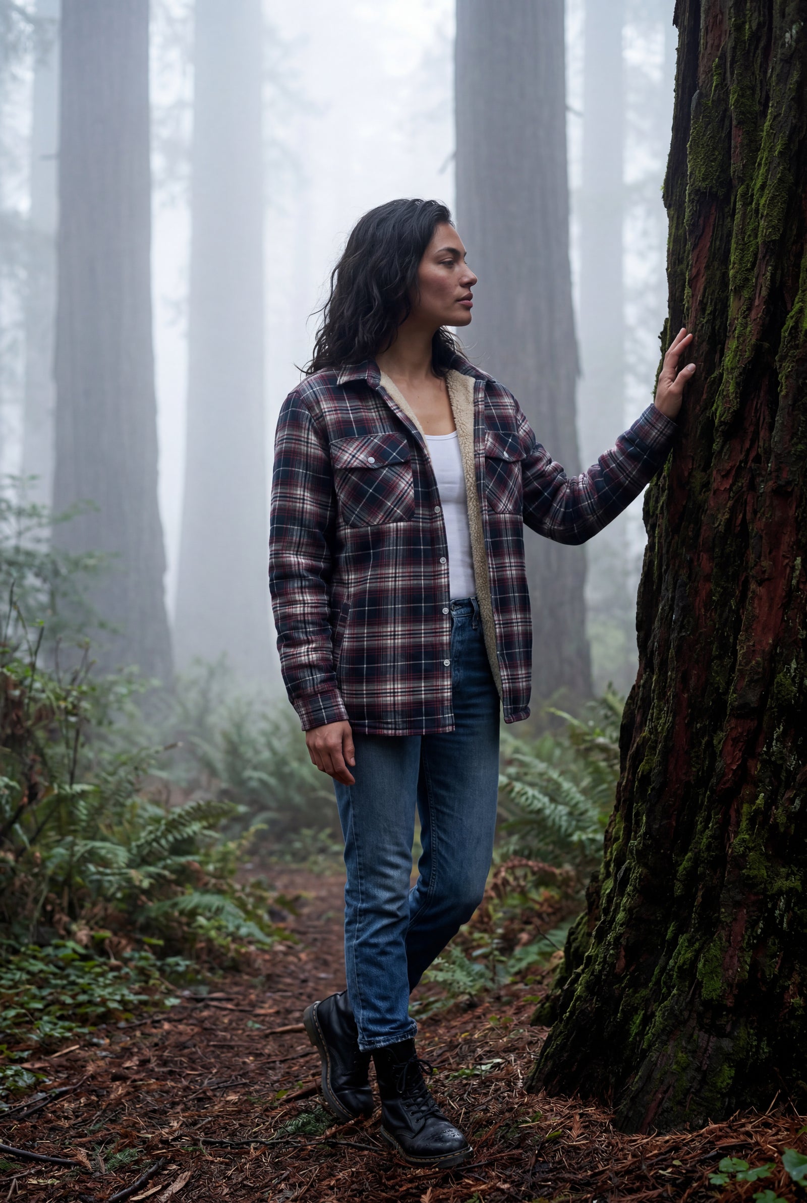 Red Women's -Lined Plaid Relaxed Shirt Jacket - Shirt jackets - Photo 33