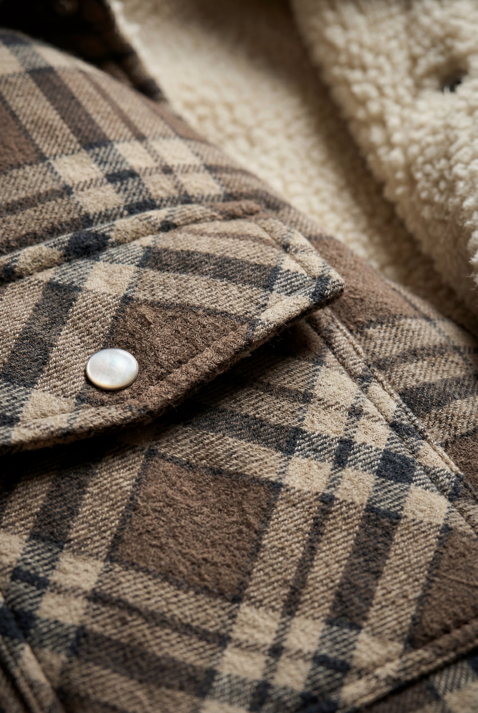 Khaki Women's -Lined Plaid Relaxed Shirt Jacket - Shirt jackets - Photo 5