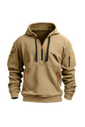 Zip-Pocket Hoodie in Khaki — front view
