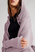 Cropped Waffle Zip-Up Hoodie in Lavender — detail