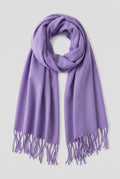 Scarf Tassel Wrap in Lavender — studio front