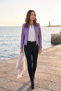 Women's Jacket Short Zip in Lavender — lifestyle seaside
