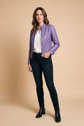 Women's Jacket Short Zip in Lavender — studio full body