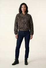 Leopard Brown Leopard Print Zip-front Bomber Jacket - Photo 1