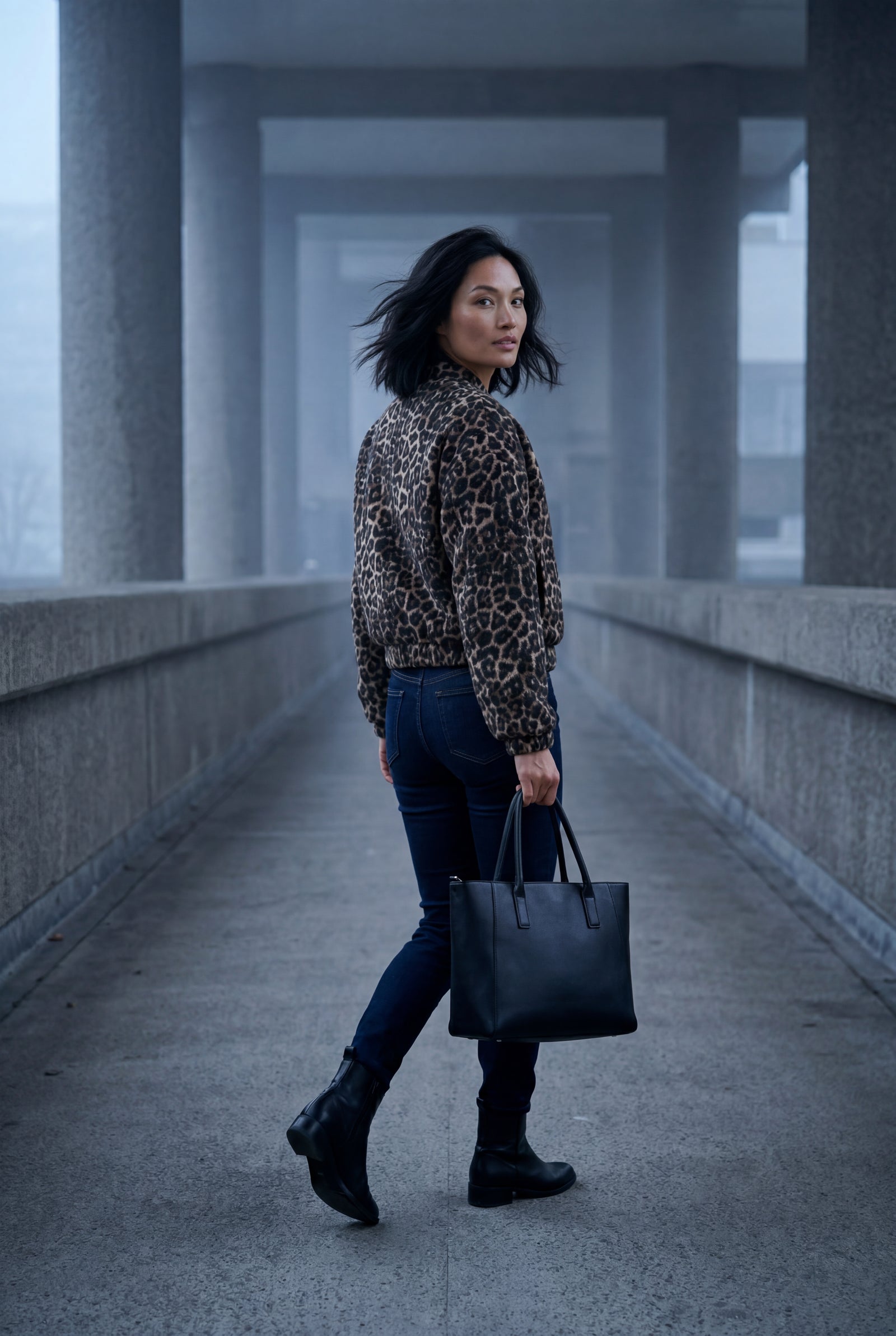 Leopard Brown Leopard Print Zip-front Bomber Jacket - Photo 4