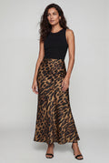 Leopard Leopard Print Bias-cut Maxi Skirt Brown - Photo 1