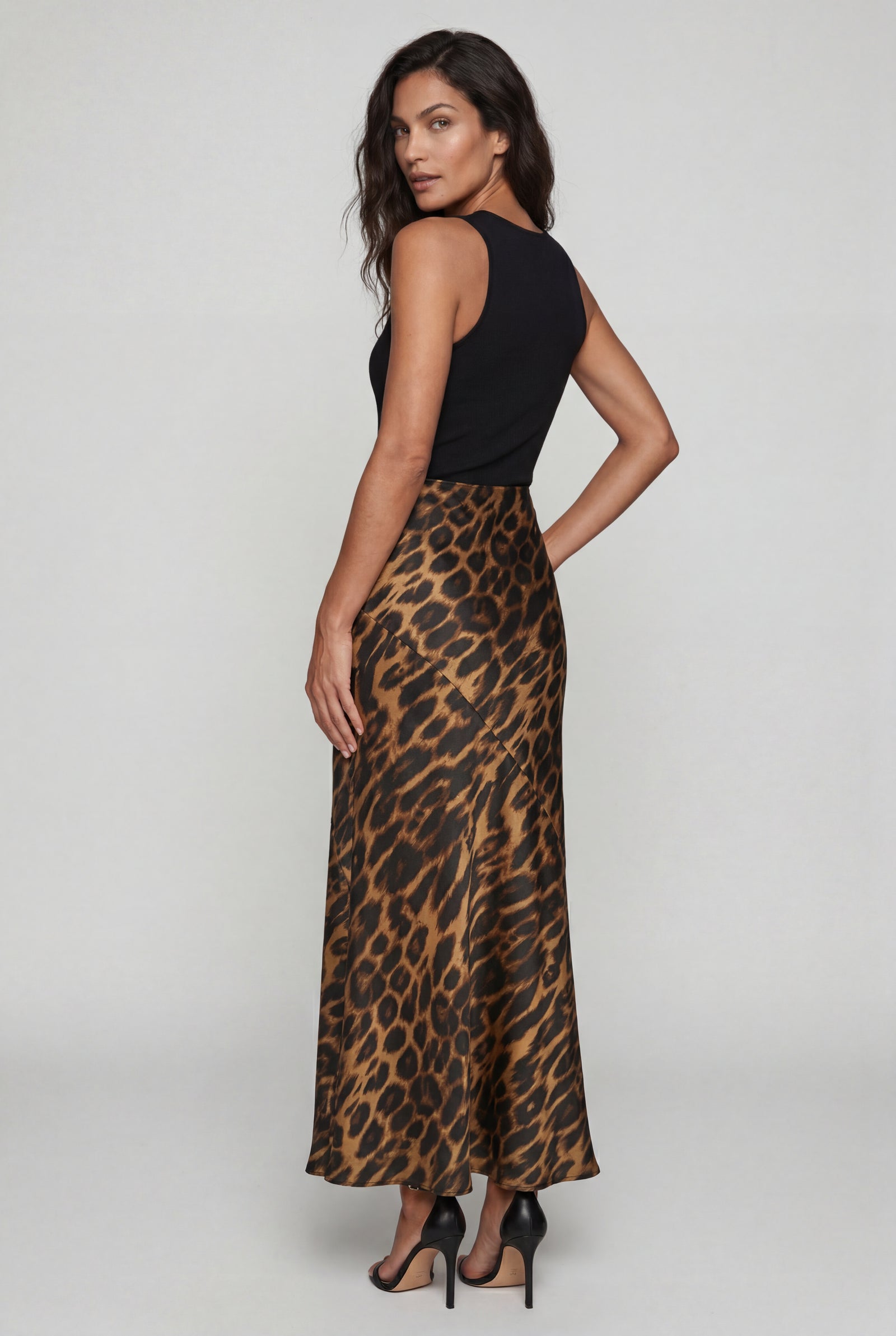 Leopard Leopard Print Bias-cut Maxi Skirt Brown - Photo 2