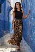 Leopard Leopard Print Bias-cut Maxi Skirt Brown - Photo 4