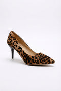 Leopard Leopard Print Pointed Toe Mid Heel Pumps - Heels - Photo 1