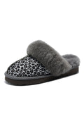 Shearling Open-Back Slippers in Leopard — front view