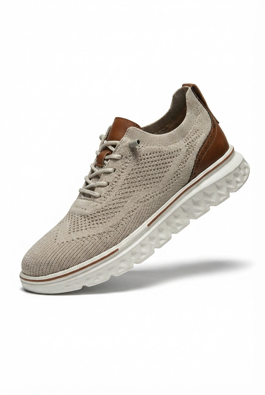 Light Beige Chunky Sole Lace-up Low-top Sneakers - Photo 1