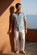 Light Blue Classic Collar Short Sleeve Relaxed Fit Shirt - Casual shirts - Photo 11
