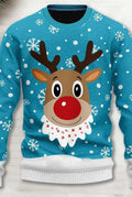 Festive Knit Sweater in Light Blue — front view
