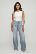 Light Blue High-waisted Wide Leg Full-length Jeans - Wide leg jeans - Photo 1